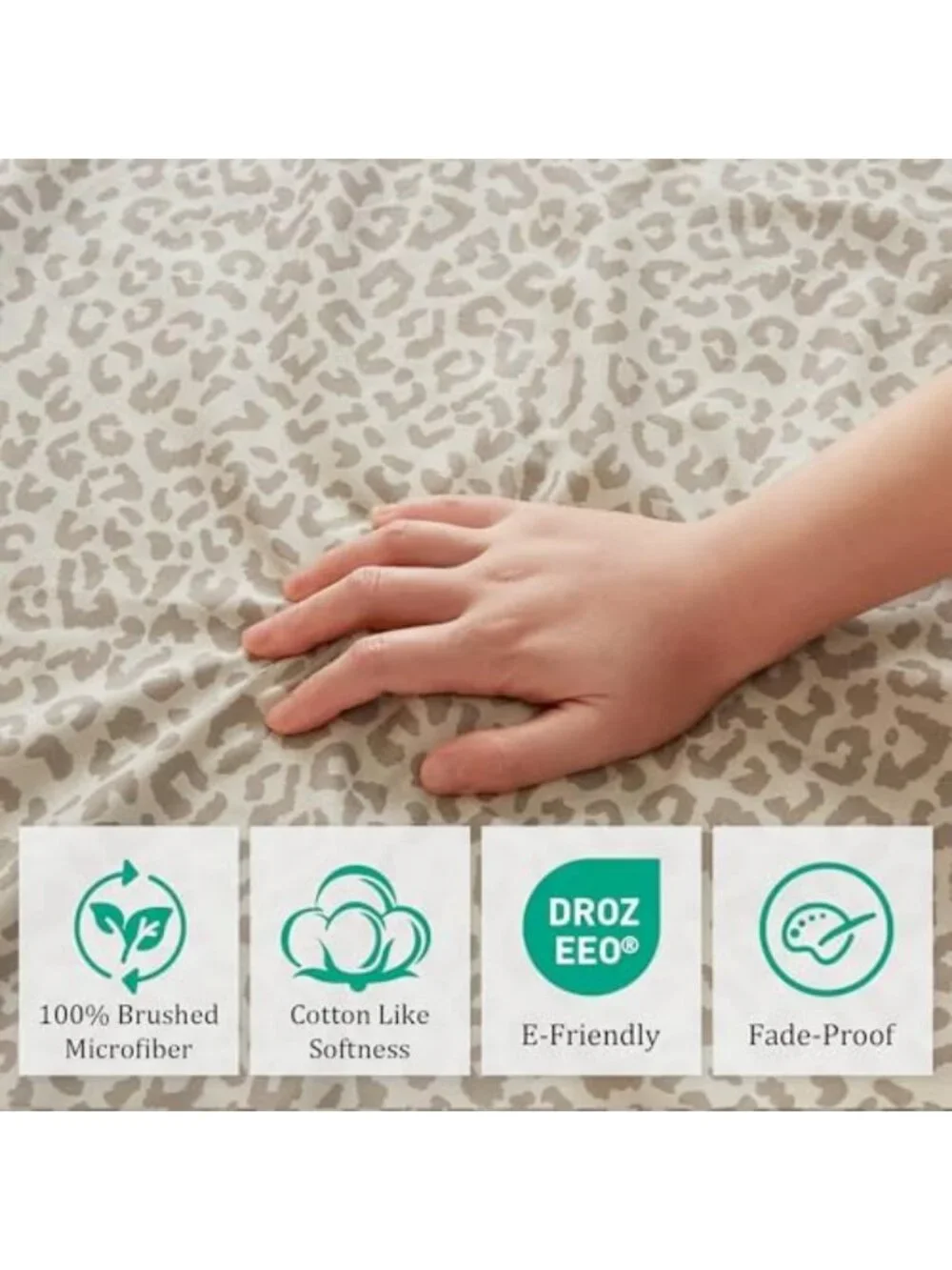 Leopard Print Queen Sheets Set, Soft Microfiber Cheetah Bedding, Beige Color